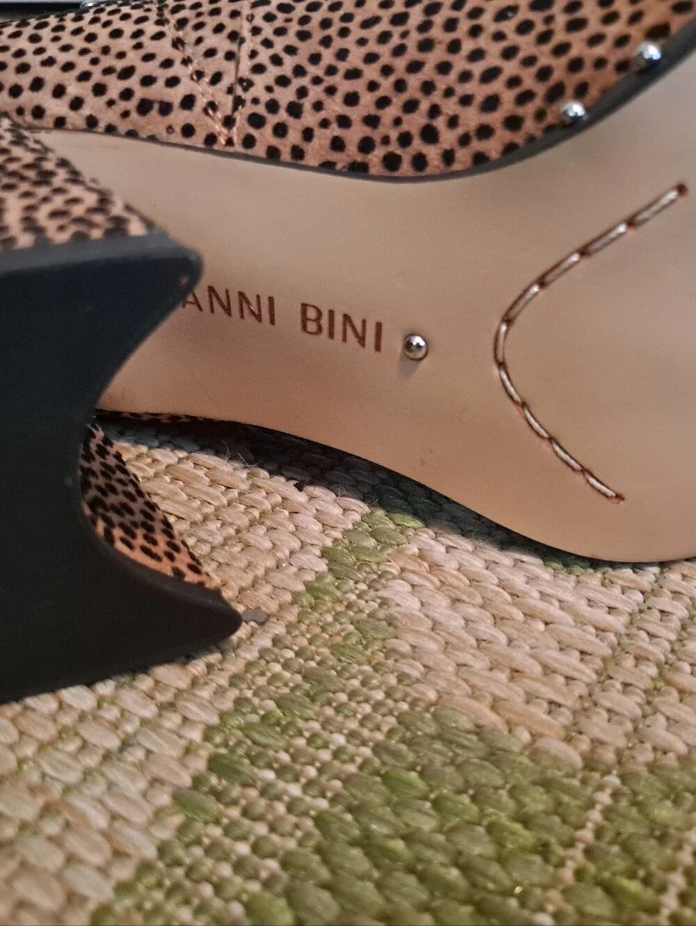 Gianni Bini Studded Dotted Tan Suede Block Heel Booties - Women